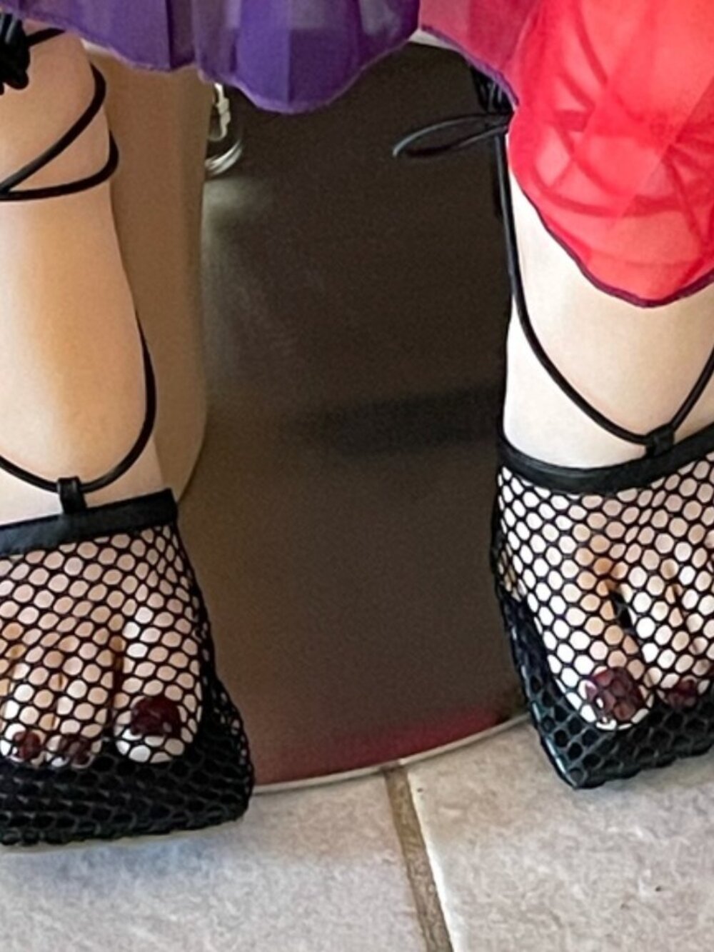 Mesh Lace-Up Square Toe Heels | Colors: Black or Tan | Size 7.5-8